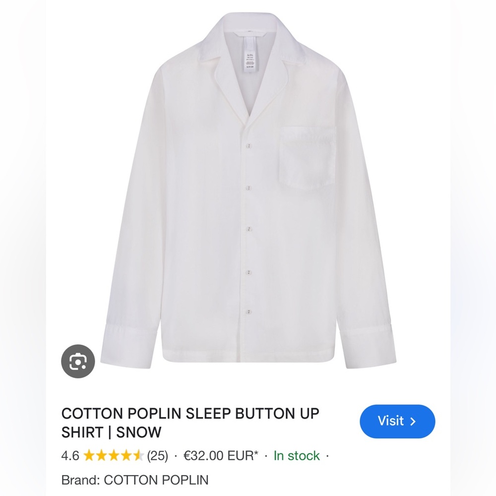 Skims Poplin Button Up Top